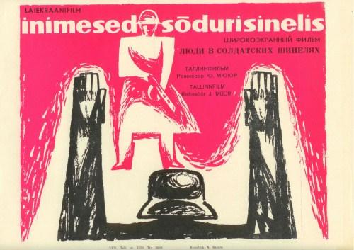 Inimesed sõdurisinelis (1968) -
 Kunstnik Alfred Saldre -
 Eesti Filmi Sihtasutuse kogu