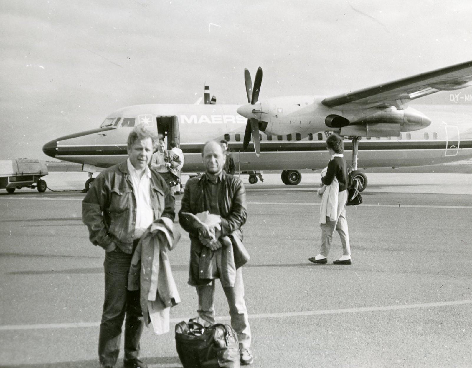 Märt Müür ja Peeter Tooming Bornholmi lennuväljal 1991