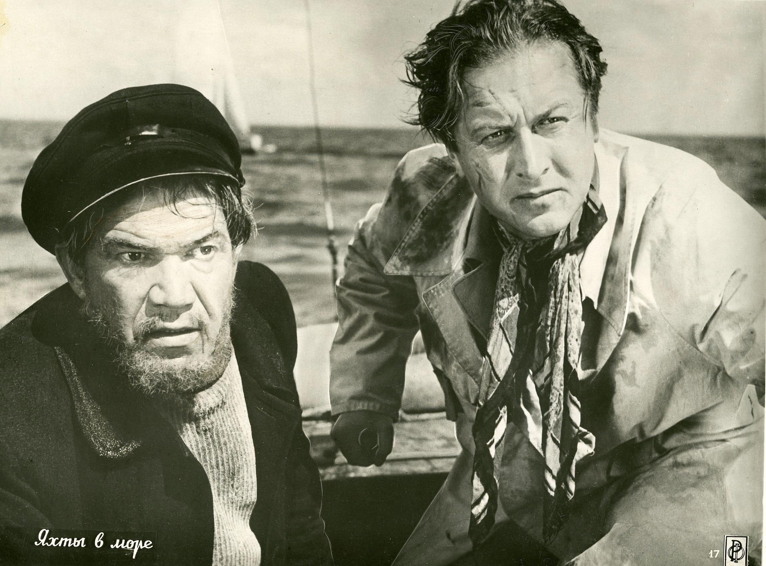 Kaader filmist. Peeter Musta osas Kaarel Karm, treener Pauli osas Olev Eskola. Filmitud Pärnus (august 1955) 