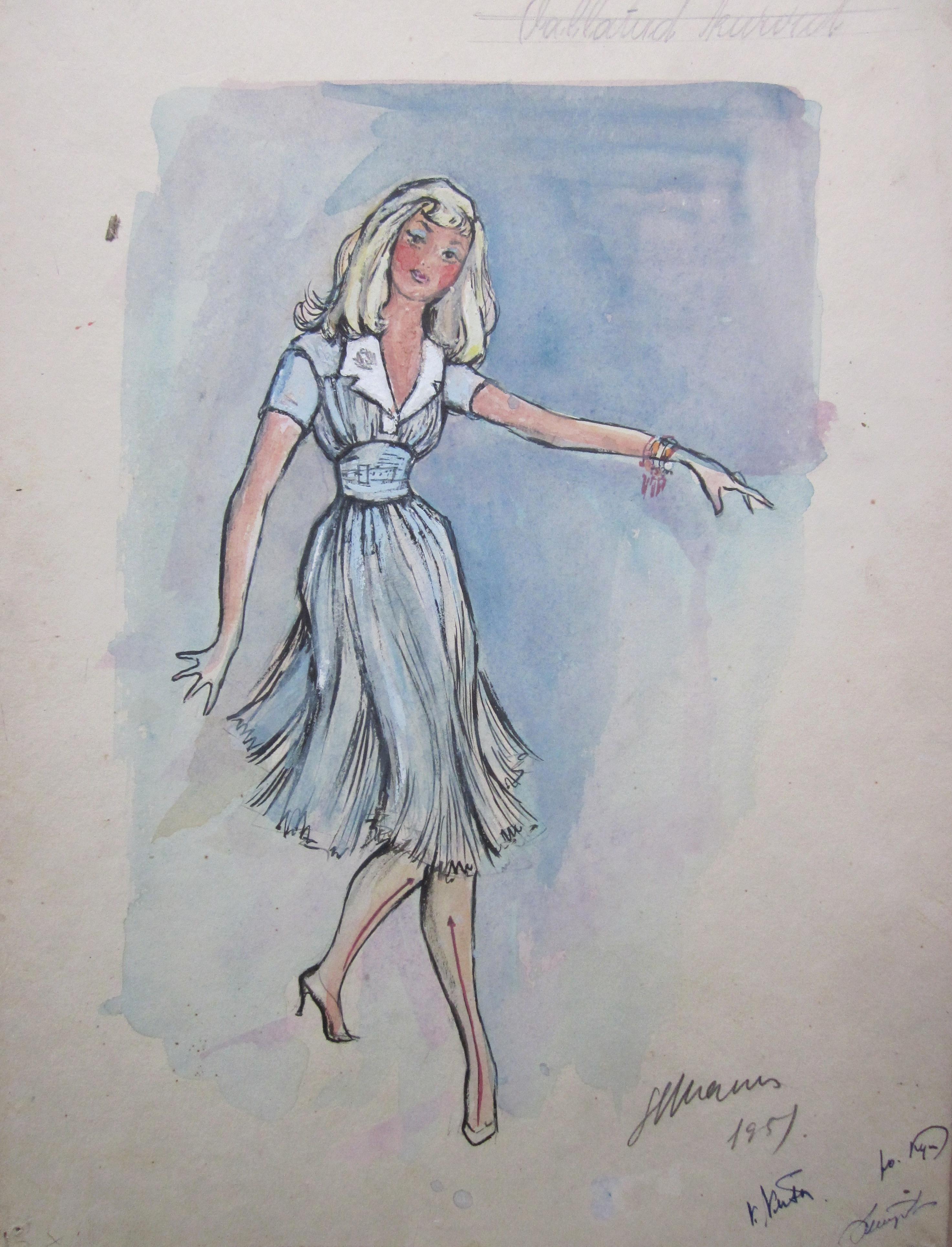 Vallatud kurvid (1959) - kostüümikunstnik Maimu Vannas - Eesti Teatri- ja Muusikamuuseum